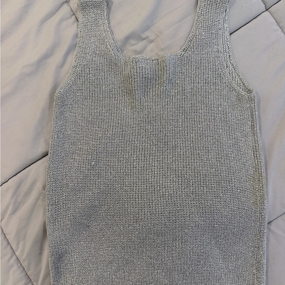 Suzelle Metallic Silver Knit Top - Picture 6 of 6